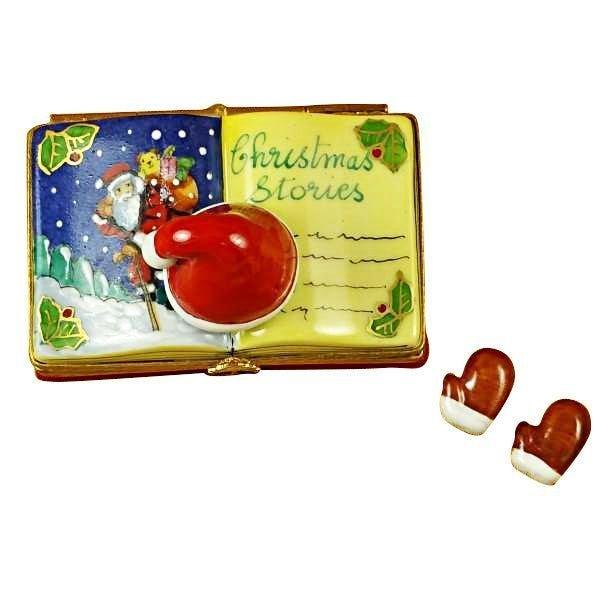Christmas Book Christmas Stories with Removable Santa Gloves Limoges Box - Limoges Box Boutique