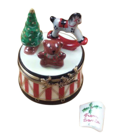 Christmas Drum with Toys & Removable Letter From Santa Limoges Box - Limoges Box Boutique