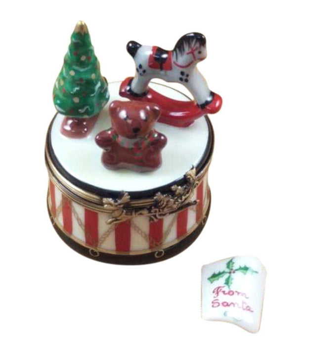 Christmas Drum with Toys & Removable Letter From Santa Limoges Box - Limoges Box Boutique
