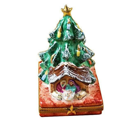Christmas Tree with Manger Nativity Limoges Box - Limoges Box Boutique