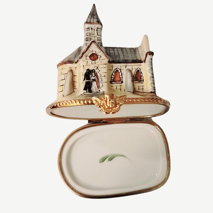 FROM　AUTHENTIC　CHURCH　LIMOGES　FIGURINE　BOX　PORCELAIN　FRANCE-