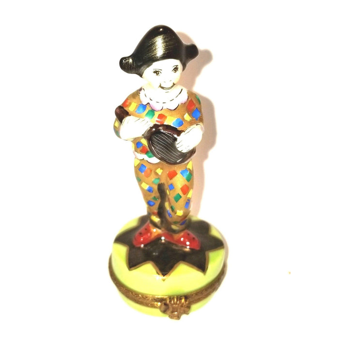 Clown Jester Harlequin w Mandoline- 1 of 500 Limoges Box Figurine - Limoges Box Boutique