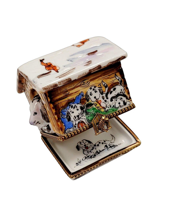 Dalmation Dog in Winter Dog House Limoges Box Figurine - Limoges Box Boutique
