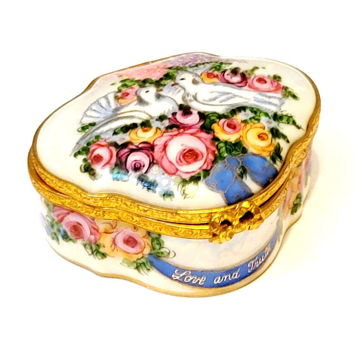 Two Doves Truth Honor Porcelain Limoges Trinket Box - Limoges Box Boutique
