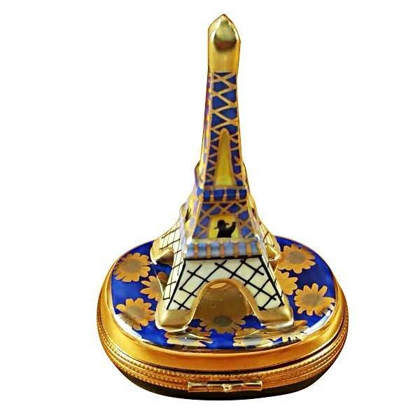 Eiffel Tower Gold On Blue Base Limoges Box - Limoges Box Boutique