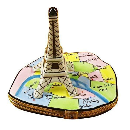 Eiffel Tower on Map Limoges Box - Limoges Box Boutique