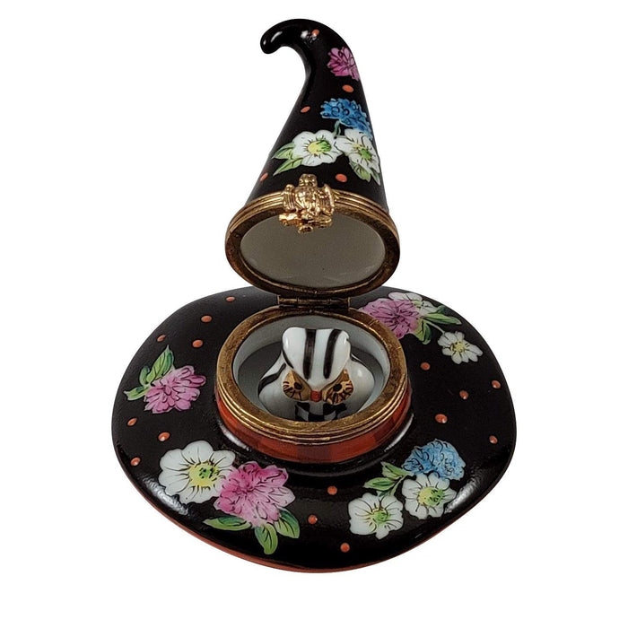 Floral Witch Hat with Removable Owl Limoges Box - Limoges Box Boutique