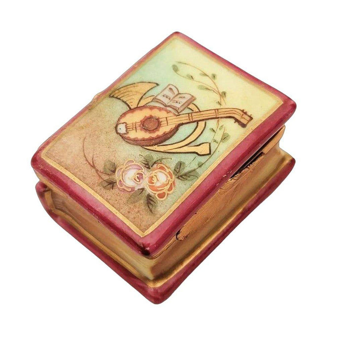 French Horn Mandolin Rose Book Limoges Box Figurine - Limoges Box Boutique