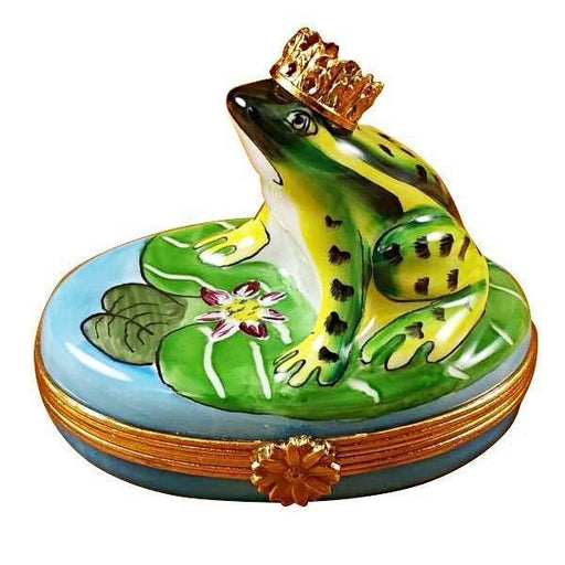 Frog with Crown Blue Base Limoges Box - Limoges Box Boutique