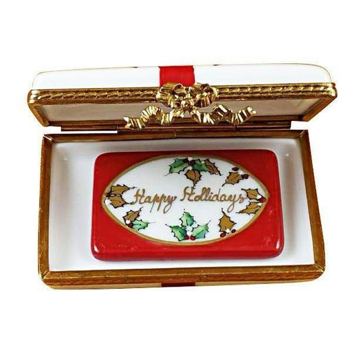 Gift Box with Red Bow - Happy Holidays Limoges Box - Limoges Box Boutique
