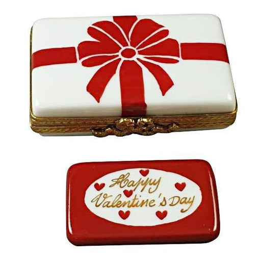 Gift Box with Red Bow - Happy Valentine's Day Limoges Box - Limoges Box Boutique
