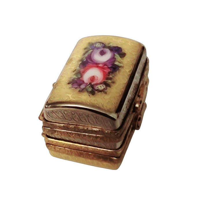 GOLD double hinged rectangle Traditional Porcelain Limoges Trinket Box - Limoges Box Boutique