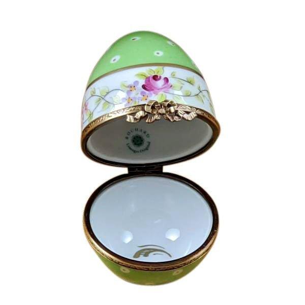 Green Limoges Porcelain Egg with Flowers Trinket Box - Limoges Box Boutique