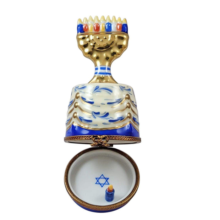 Hanukkah Menorah on Table with Removable Candle Limoges Box - Limoges Box Boutique