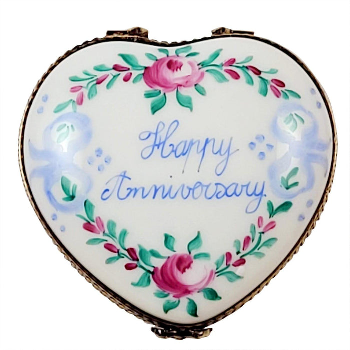 Happy Anniversary Rose Heart Limoges Trinket Box - Limoges Box Boutique