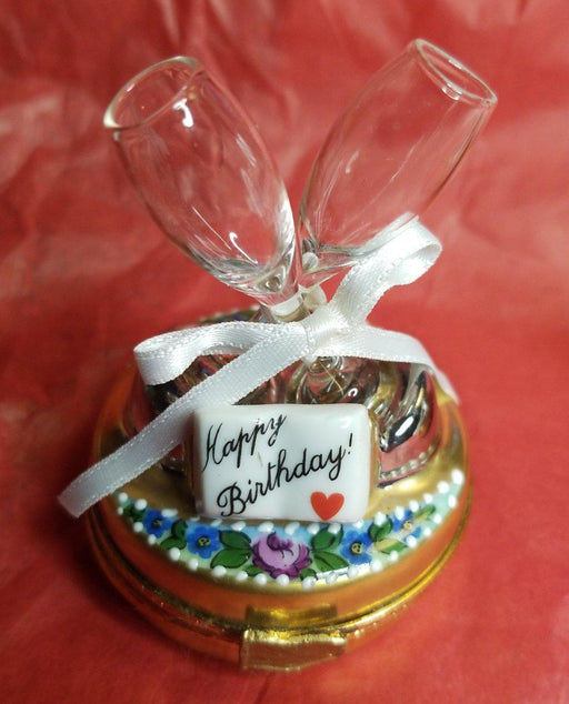 Happy Birthday Champagne Glasses Limoges Box - Limoges Box Boutique