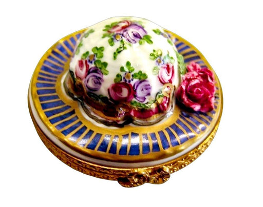 Hat Sevre Roses Porcelain Limoges Trinket Box - Limoges Box Boutique