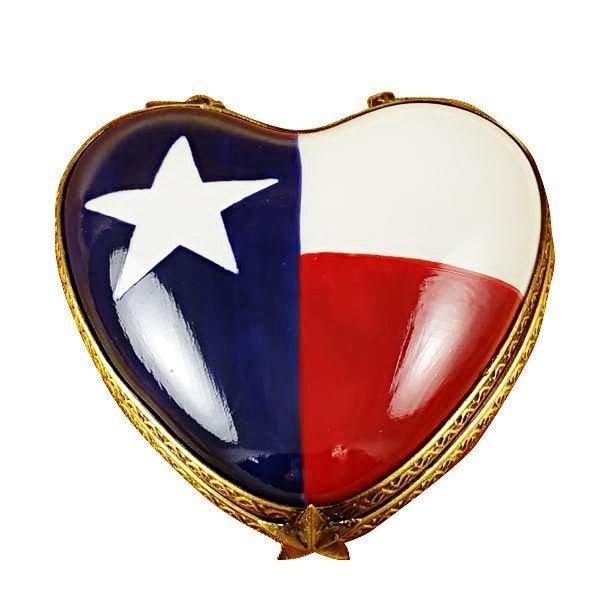 Heart - Texas Flag Limoges Trinket Box - Limoges Box Boutique