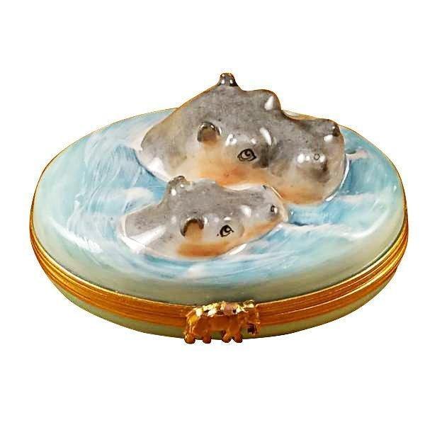 Hippo with Baby in Water Limoges Box - Limoges Box Boutique