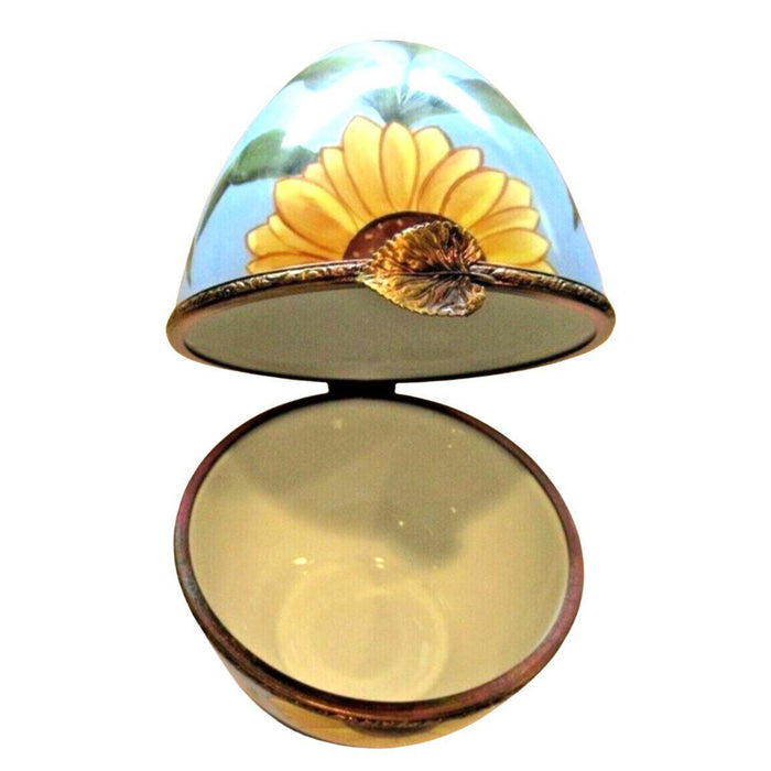 Very Large 6.5" Sunflower Daisey Egg - Limoges Box Boutique
