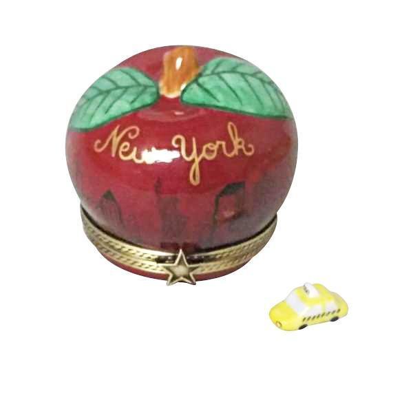 I Love New York Apple w Removable Taxi Limoges Box - Limoges Box Boutique