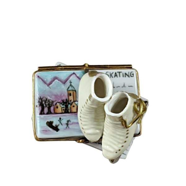 Ice Skates on Book Snow Limoges Box - Limoges Box Boutique