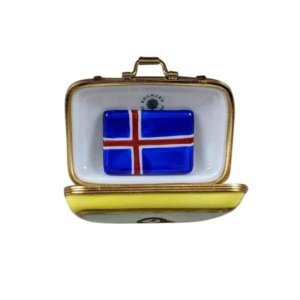 Iceland Suitcase with Removable Flag Limoges Box - Limoges Box Boutique