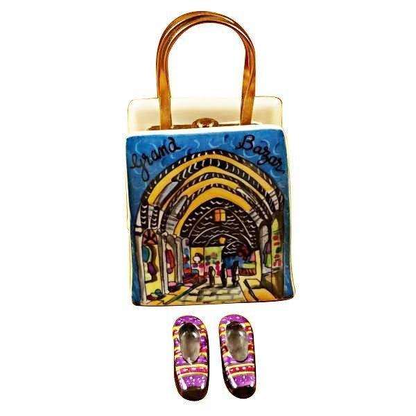 Istanbul Shopping Bag with Removable Turkish Slippers Limoges Box - Limoges Box Boutique