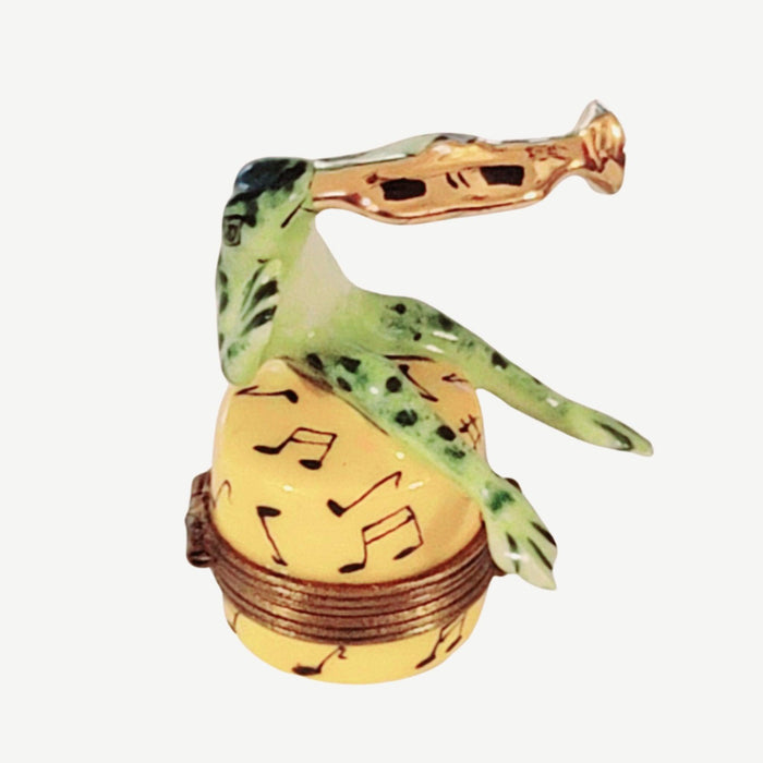 Jazz Frog w Trumpet Rare Limoges Box Figurine - Limoges Box Boutique