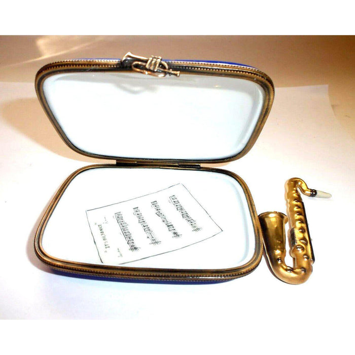 Jazz Saxophone Music Large 4" - Rare Limoges Box Figurine - Limoges Box Boutique