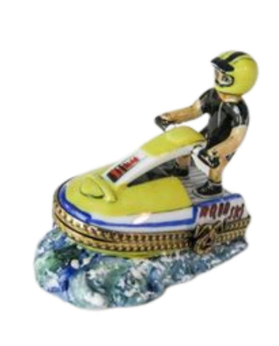 Jet Skier Boat on Ocean Waves - RARE and RETIRED Porcelain Limoges Trinket Box - Limoges Box Boutique