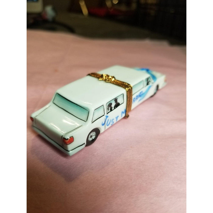 Just-Married Wedding Limousine Car No. 1 of 750 Limoges Box Figurine - Limoges Box Boutique