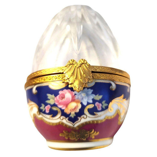 Large 5" Crystal Limoges Porcelain Egg 18 Karat Gold Encrustation Ring No. 1 of 750 - Limoges Box Boutique