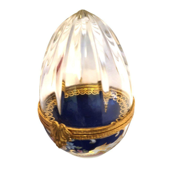 Large 5" Crystal Limoges Porcelain Egg 18 Karat Gold Encrustation Ring No. 1 of 750 - Limoges Box Boutique