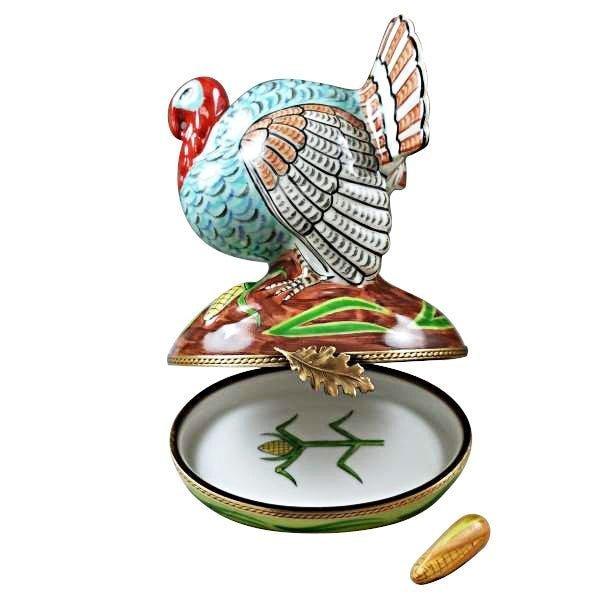 Large Turkey with Removable Ear of Corn Limoges Box - Limoges Box Boutique
