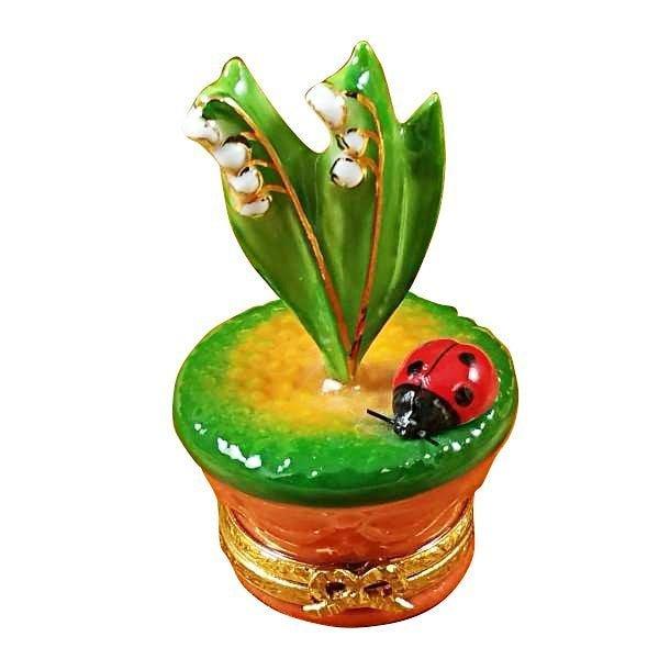 Lily of the Valley with Ladybug in Pot Limoges Box - Limoges Box Boutique