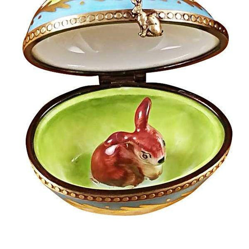 Limoges Porcelain Egg with Bow and Bunny Trinket Box - Limoges Box Boutique