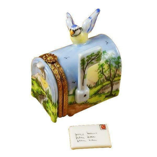 Mailbox with Landscape & Removable Porcelain Letter Limoges Box - Limoges Box Boutique