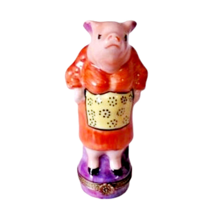 Mama Pig w Apron Limoges Box Fashion - La Gloriette Limoges Box Figurine - Limoges Box Boutique