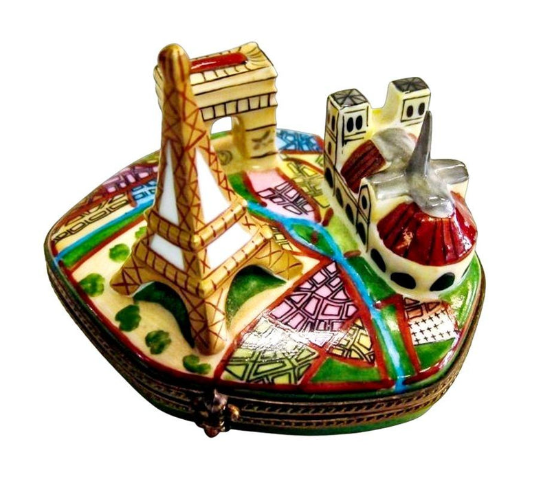 Map of France Eiffel Tower Limoges Box Figurine - Limoges Box Boutique