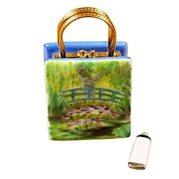 Monet Bag with Bridge and Water Lily with Removable Paint Tube Limoges Box - Limoges Box Boutique