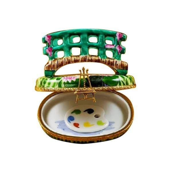 Monet Bridge with Water Lilies with Removable Palette Limoges Box - Limoges Box Boutique
