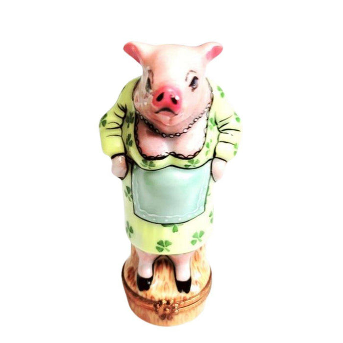 Ms Irish Mama Pig Clovers Limoges Box Figurine - Limoges Box Boutique