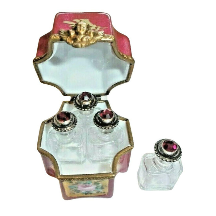Octagonal Footed Chest w Four Perfume Bottles Chest Retired Porcelain Limoges Trinket Box - Limoges Box Boutique