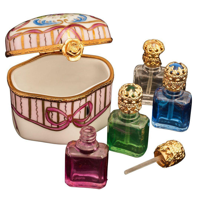 Odd Shape- 4 Perfume Bottles Porcelain Limoges Trinket Box - Limoges Box Boutique