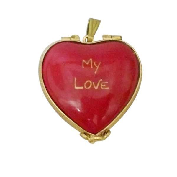 PENDANT: My Love Forever Yours Red Heart Limoges Trinket Box - Limoges Box Boutique