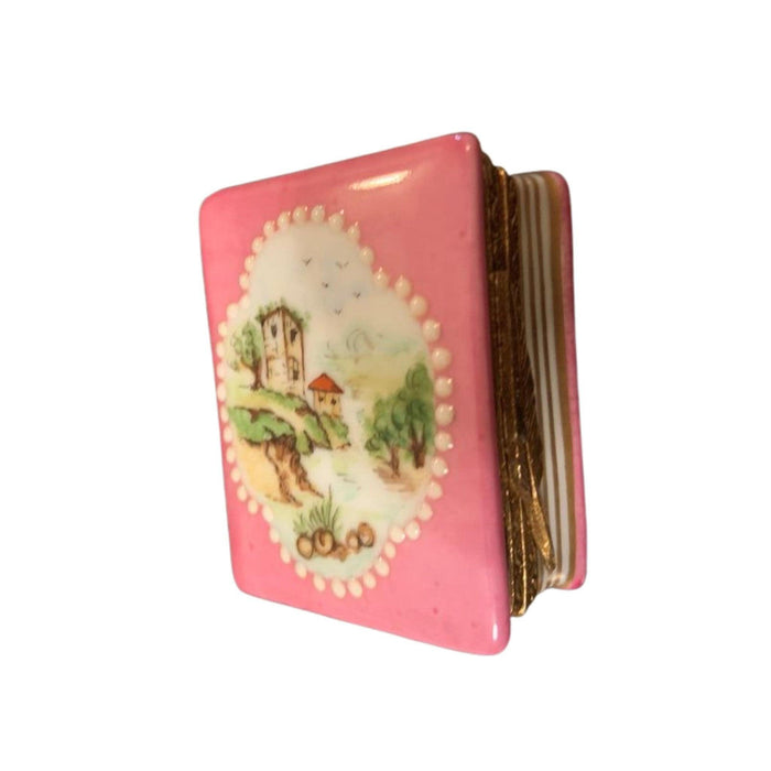 Pink French Castle Book Limoges Box Figurine - Limoges Box Boutique