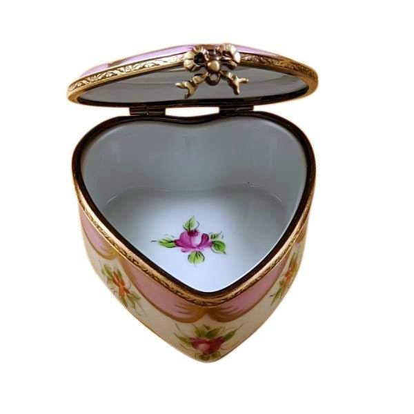 Pink Heart w Flowers Limoges Trinket Box - Limoges Box Boutique