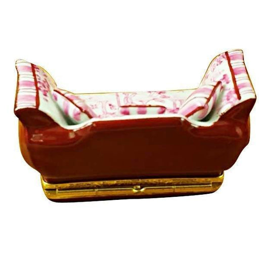 Pink Toile Sofa with Pillows Limoges Box - Limoges Box Boutique