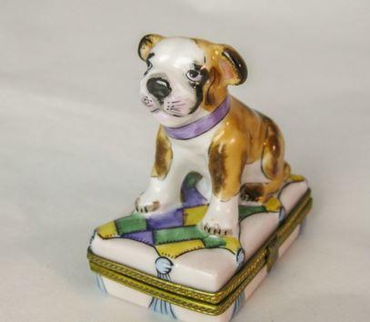 Puppy Dog Porcelain Limoges Trinket Box - Limoges Box Boutique